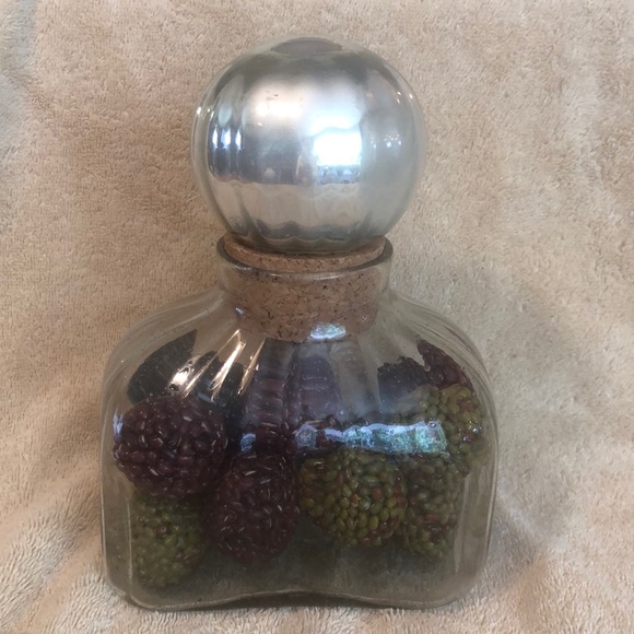 VTG BLOWN GLASS DECANTER WITH MERCURY GLASS STOPPER PERFUME BOTTLE SHAPE 8.5" T - Picture 1 of 6